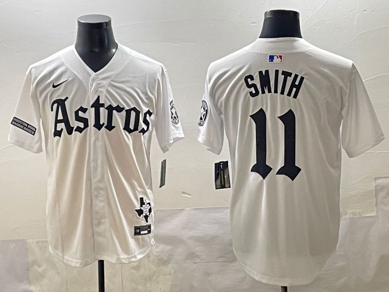Men 2025 Houston Astros #11 Smith White Five generations Joint Name Nike MLB Jersey style 49